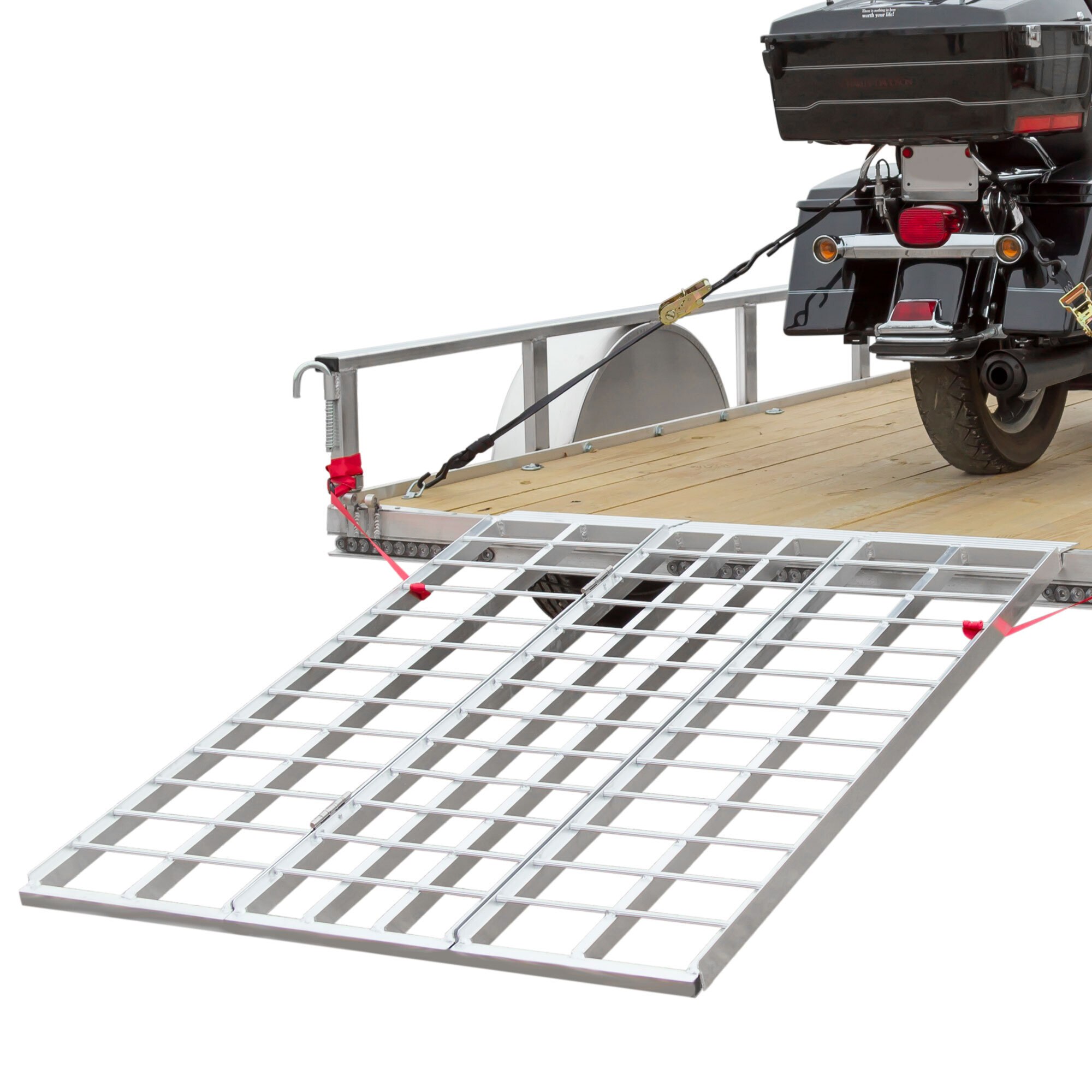 Black Widow, Alum. Folding Motorcycle Trailer Ramp, Max. Ramp Length 60 in, Surface Width 49.13 in, Capacity 1500 lb, Model# TF-6050-1500A